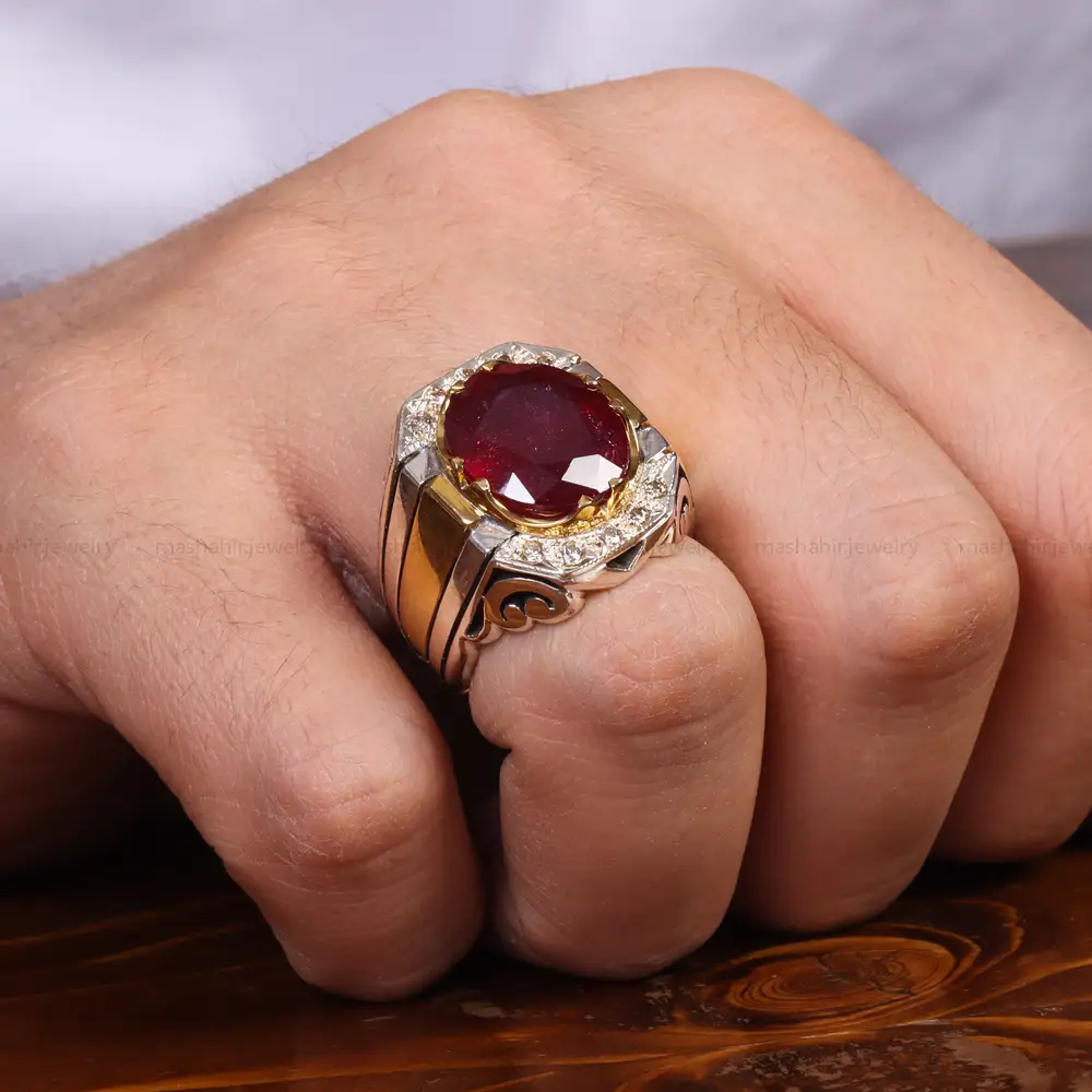 انگشتر یاقوت سرخ مردانه کد 24343