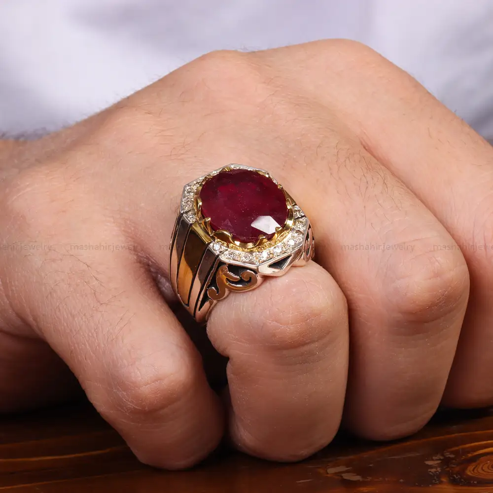 انگشتر یاقوت سرخ مردانه کد 24344