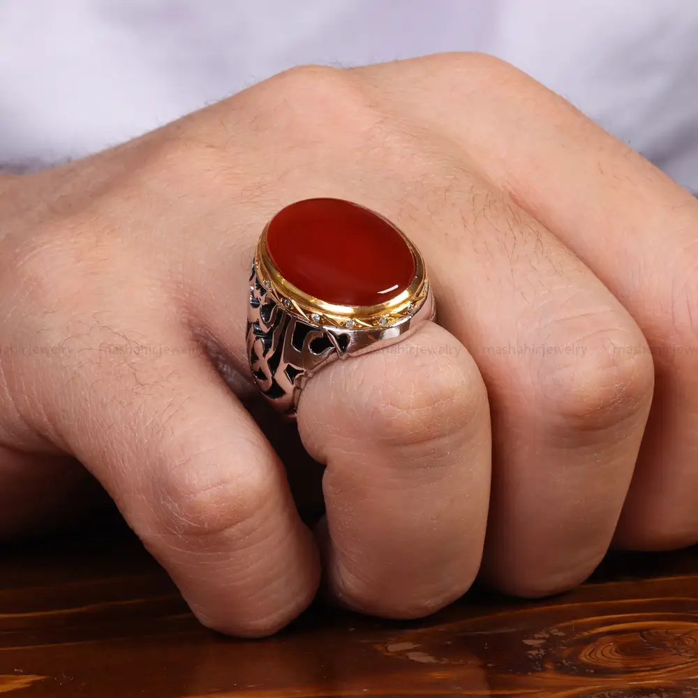 انگشتر عقیق یمن مردانه کد 24345