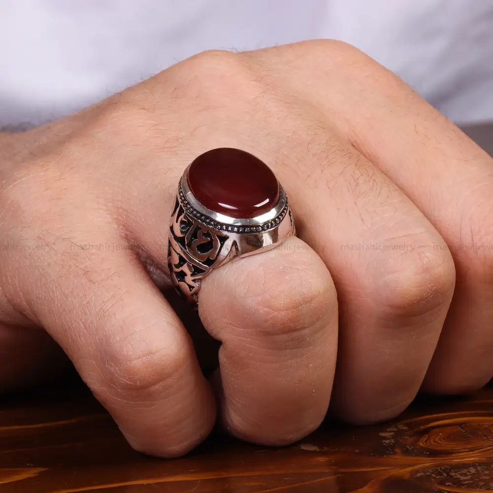 انگشتر عقیق یمن مردانه کد 24347