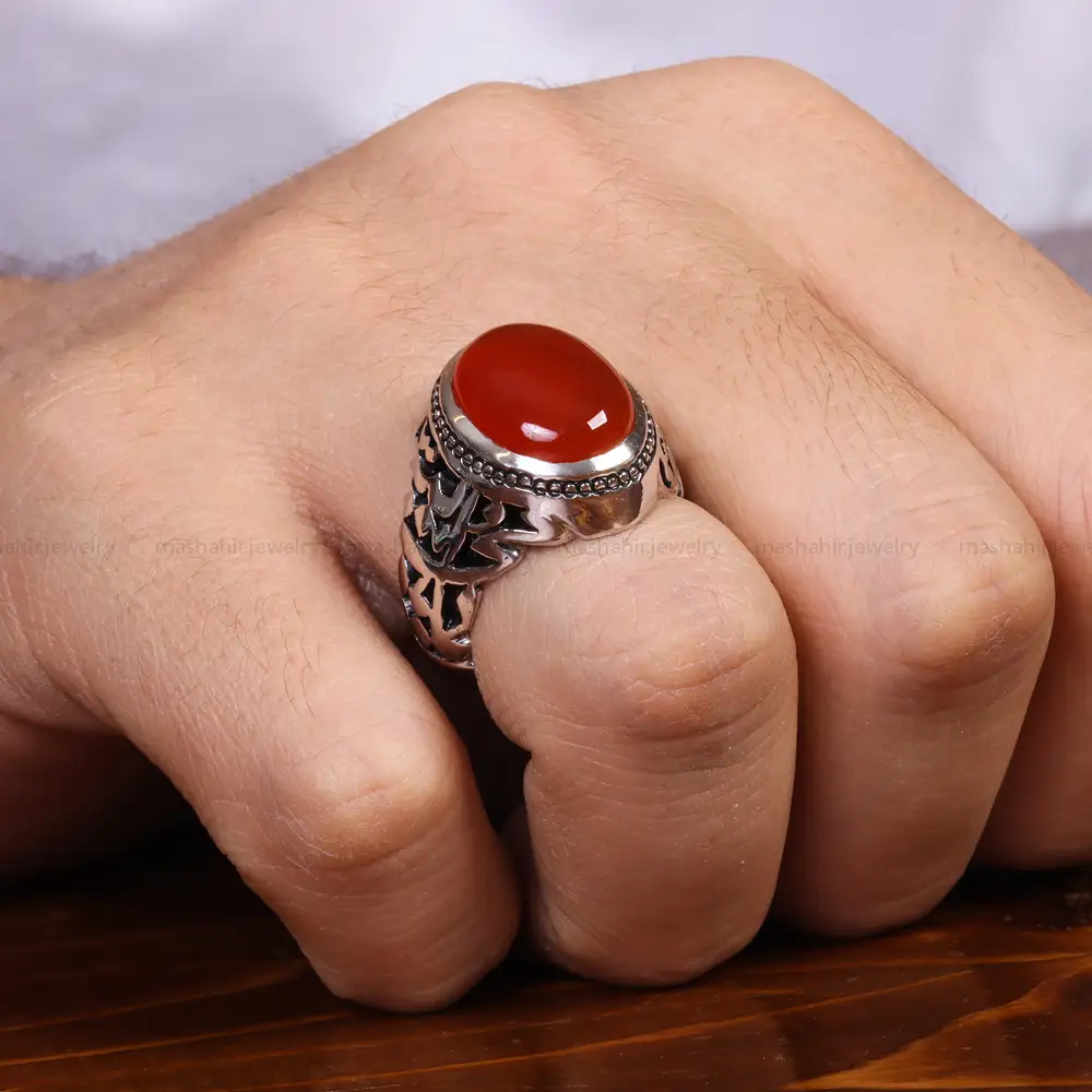 انگشتر عقیق یمن مردانه کد 24349