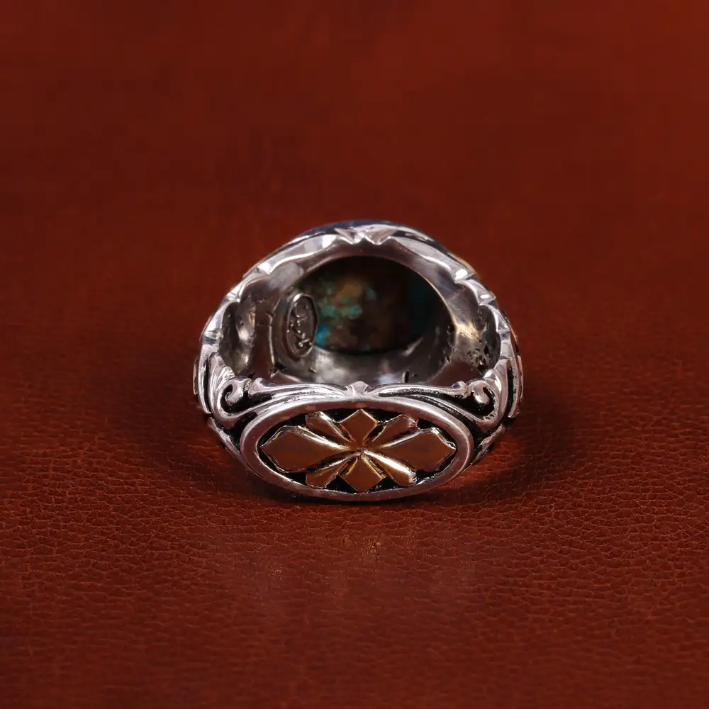 انگشتر فیروزه عجمی مردانه کد 24390