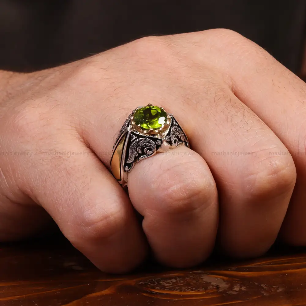 انگشتر زبرجد مردانه کد 24397