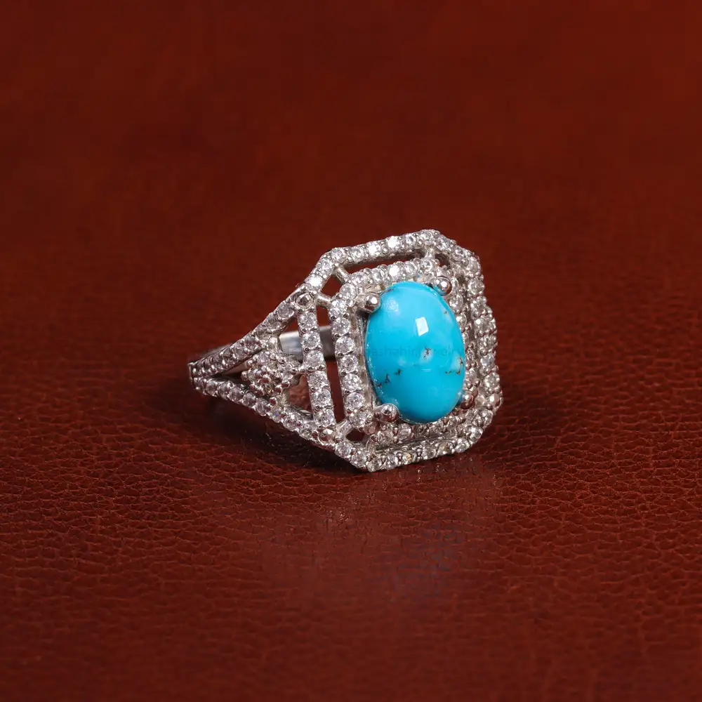 انگشتر فیروزه عجمی زنانه کد 24596