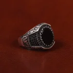 انگشتر عقیق مشکی مردانه کد 24989