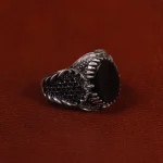 انگشتر عقیق مشکی مردانه کد 24993