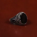 انگشتر عقیق مشکی مردانه کد 24994