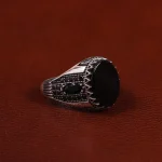 انگشتر عقیق مشکی مردانه کد 24996