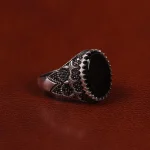 انگشتر عقیق مشکی مردانه کد 24998