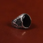 انگشتر عقیق مشکی مردانه کد 25005