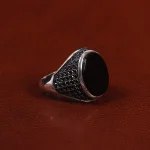 انگشتر عقیق مشکی مردانه کد 25006