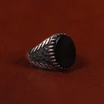 انگشتر عقیق مشکی مردانه کد 25009