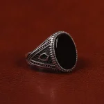 انگشتر عقیق مشکی مردانه کد 25010