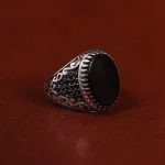 انگشتر عقیق مشکی مردانه کد 25012