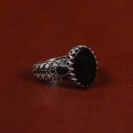انگشتر عقیق مشکی مردانه کد 25014