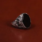 انگشتر عقیق مشکی مردانه کد 25016