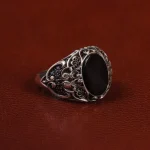 انگشتر عقیق مشکی مردانه کد 25017