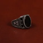 انگشتر عقیق مشکی مردانه کد 25020