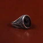 انگشتر عقیق مشکی مردانه کد 25026