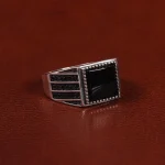 انگشتر عقیق مشکی مردانه کد 25029