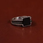 انگشتر عقیق مشکی مردانه کد 25038