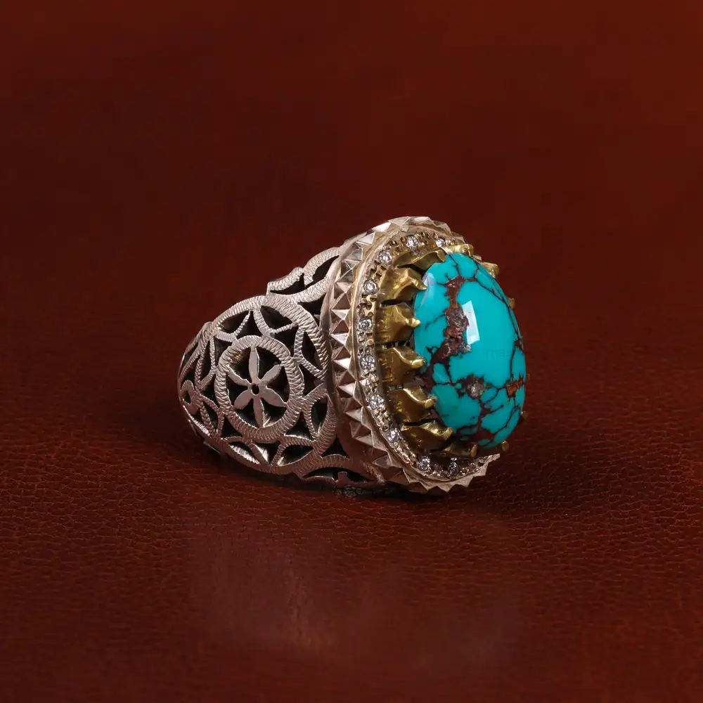 انگشتر فیروزه شجری مردانه کد 25045