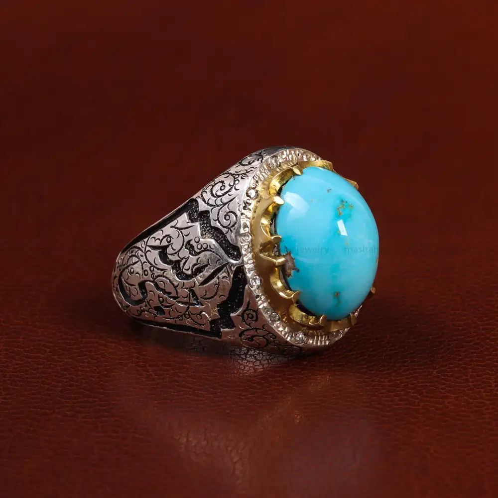 انگشتر فیروزه شجری مردانه کد 25046