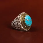 انگشتر فیروزه شجری مردانه کد 25048