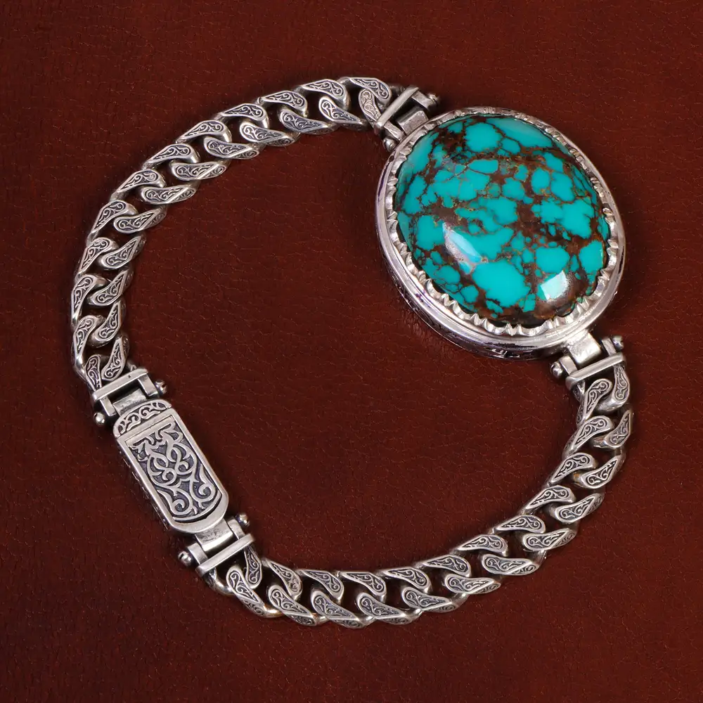 دستبند فیروزه مردانه کد 25060