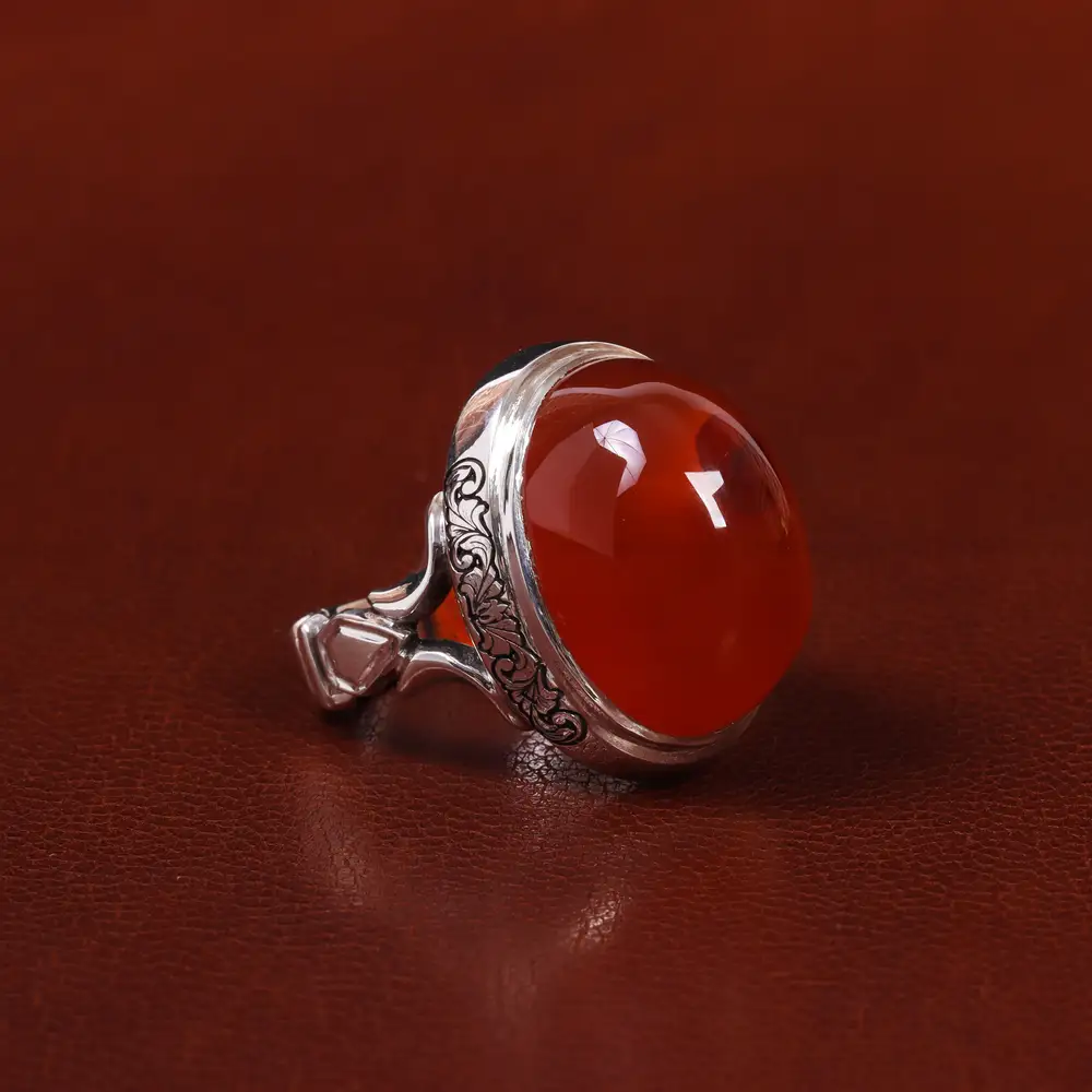 انگشتر عقیق مردانه کد 25068