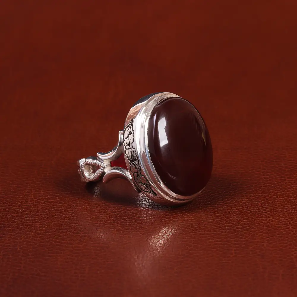 انگشتر عقیق مردانه کد 25072