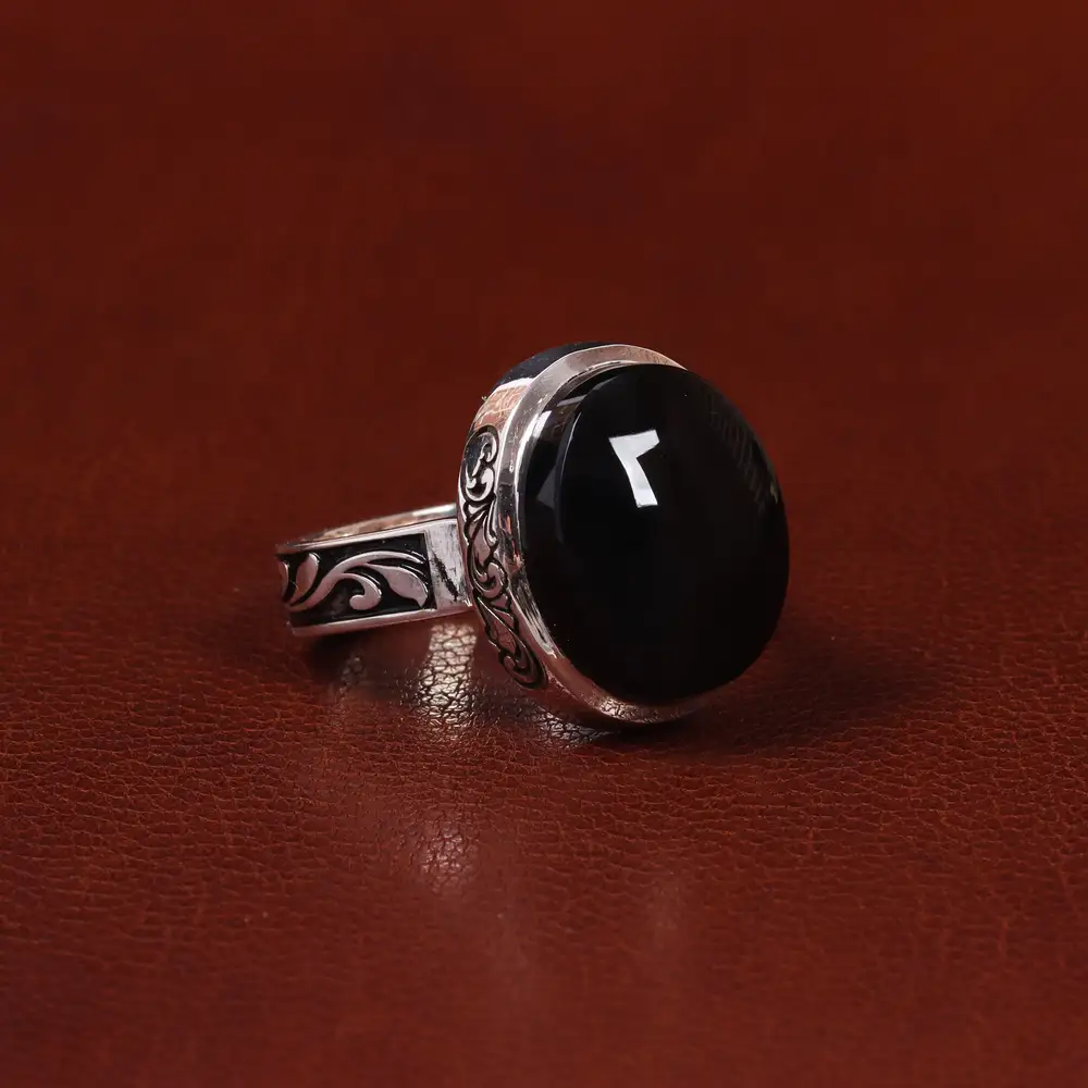 انگشتر عقیق مردانه کد 25075