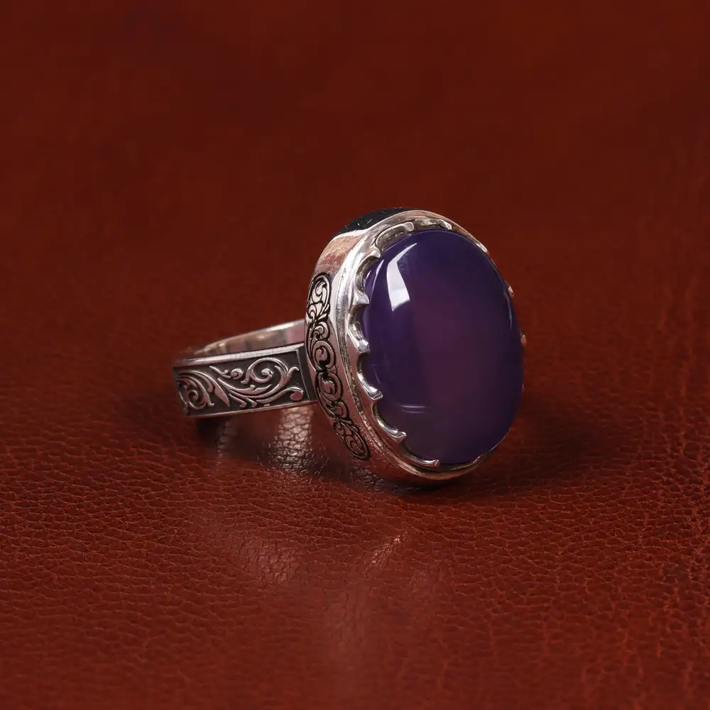 انگشتر عقیق سوسنی مردانه کد 25079