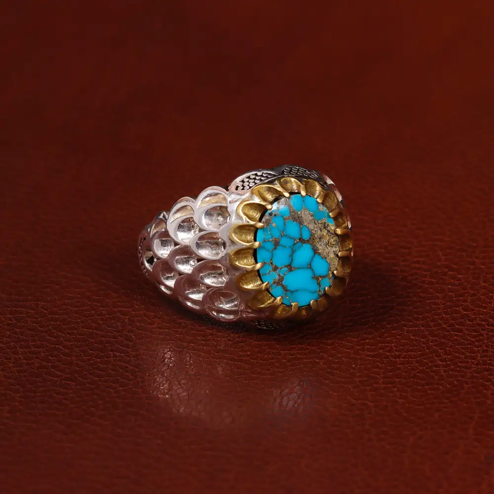 انگشتر فیروزه شجری مردانه کد 25162