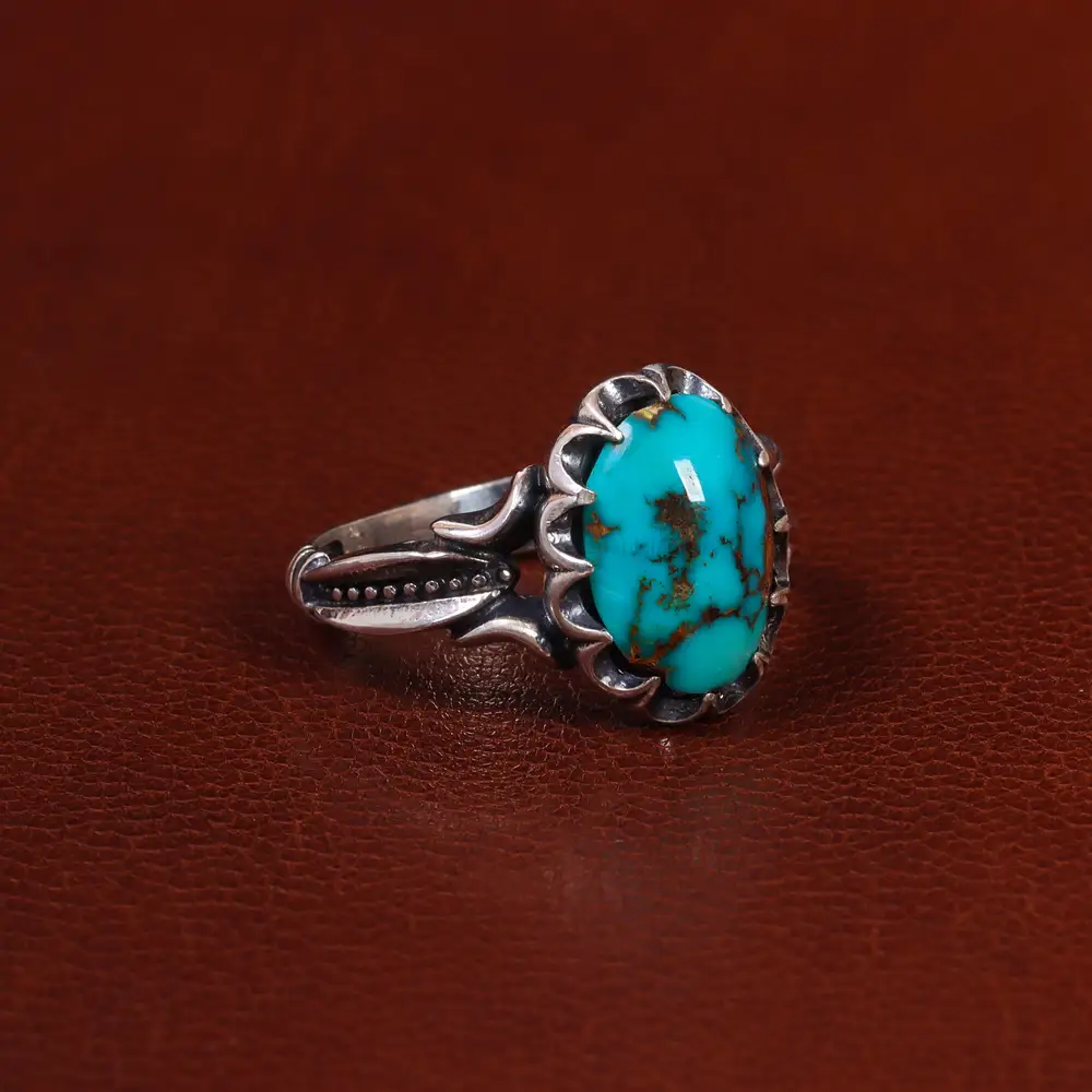 انگشتر فیروزه شجری مردانه کد 25198