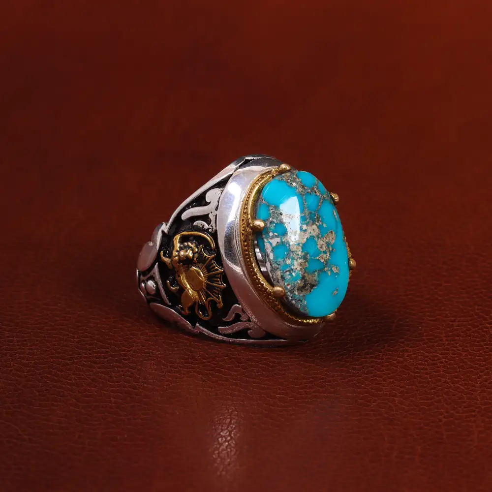 انگشتر فیروزه شجری مردانه کد 25223