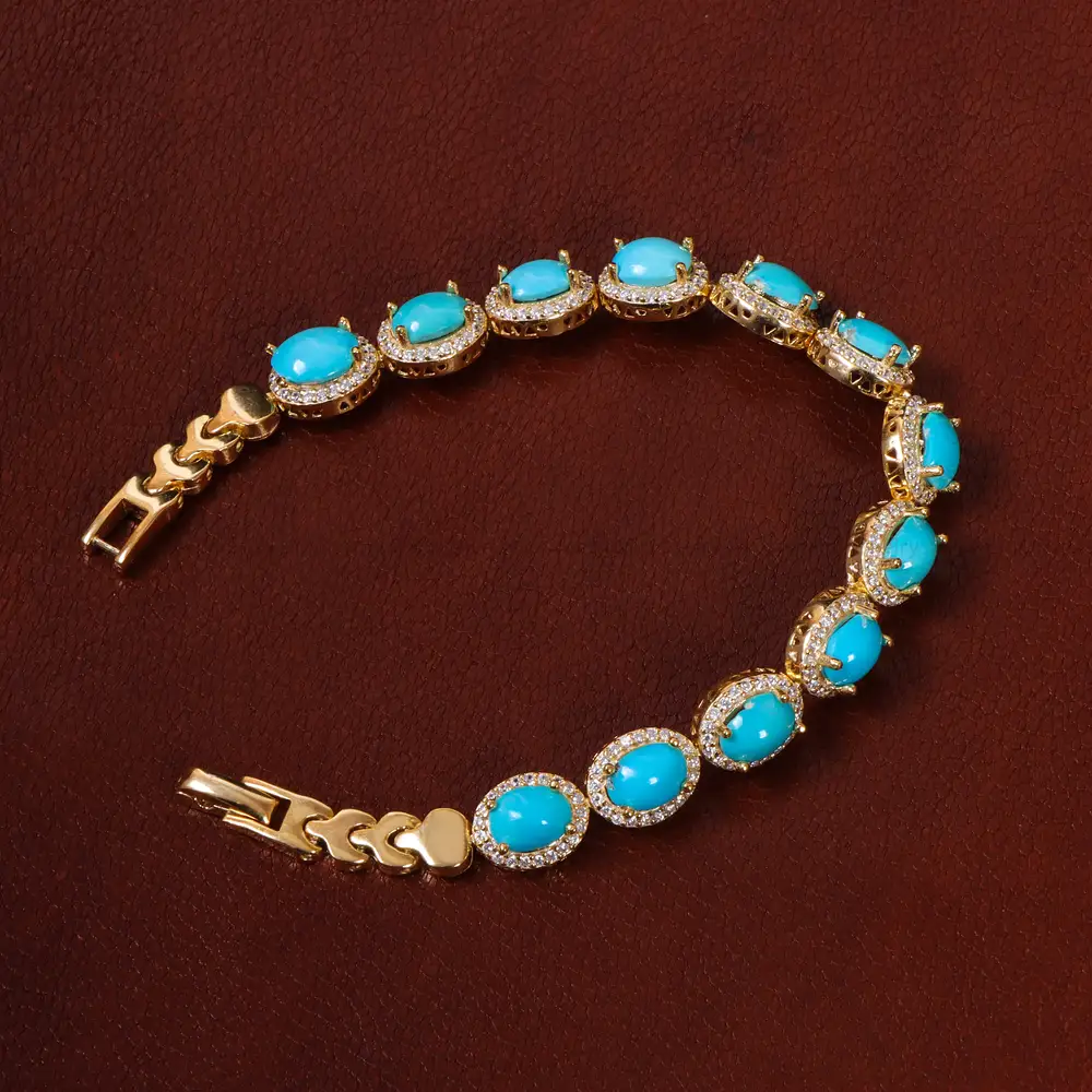 دستبند فیروزه زنانه کد 25258