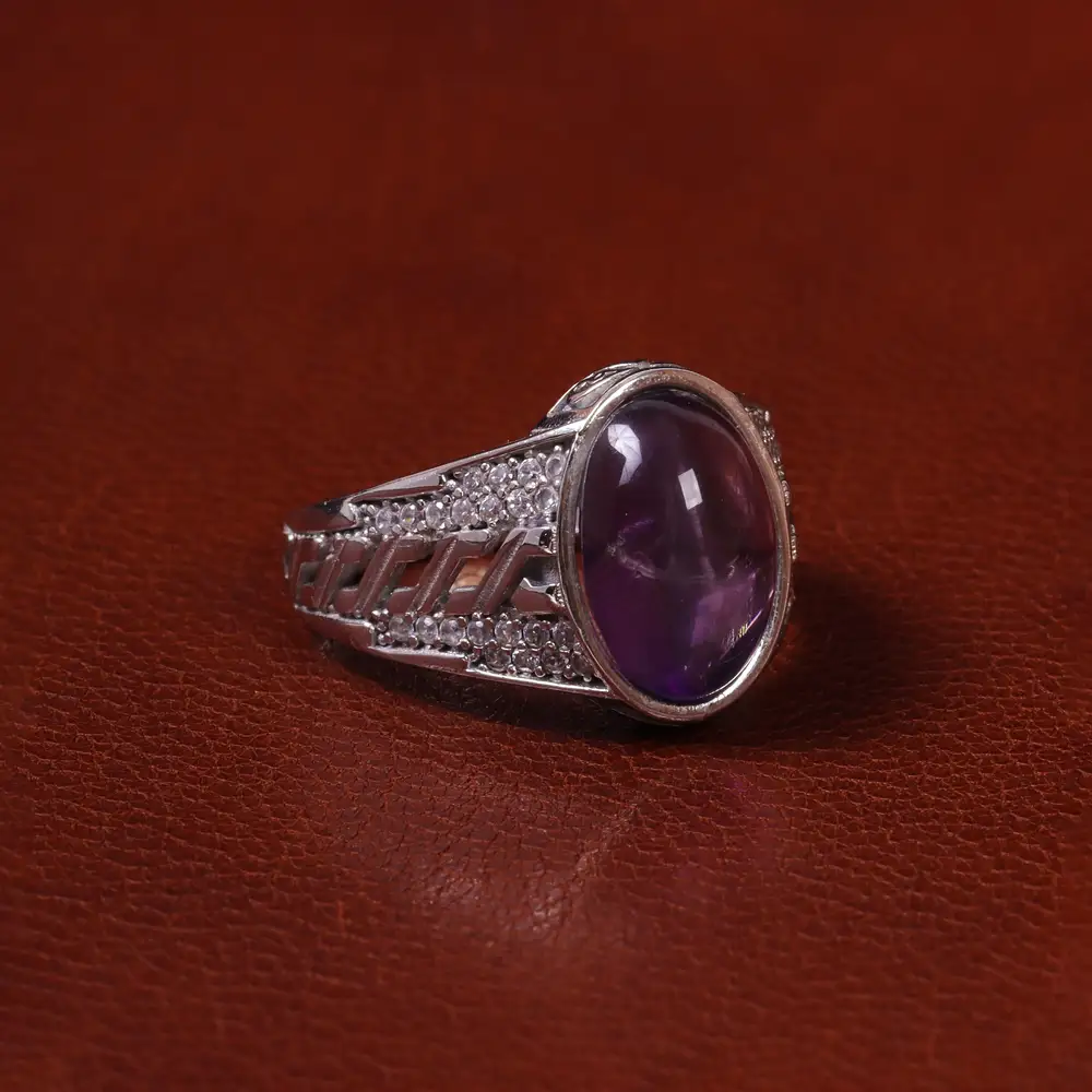 انگشتر آمیتیست مردانه کد 25309