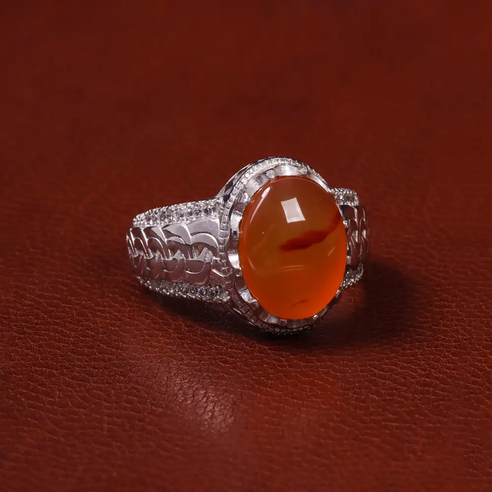 انگشتر عقیق مردانه کد 25310