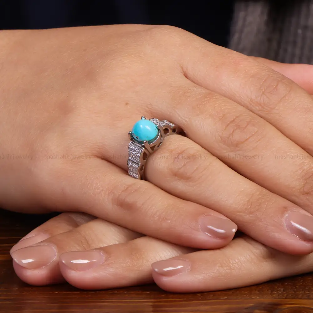 انگشتر فیروزه عجمی زنانه کد 24571