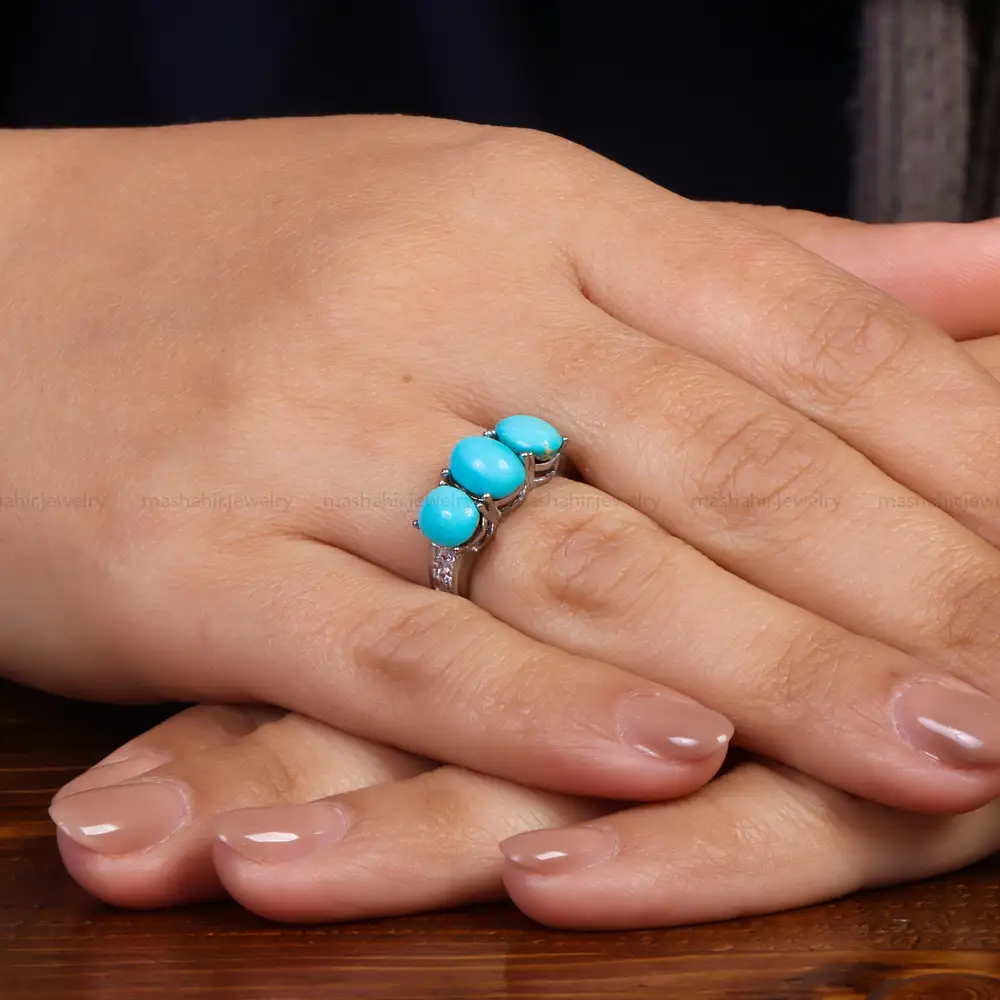 انگشتر فیروزه عجمی زنانه کد 24572