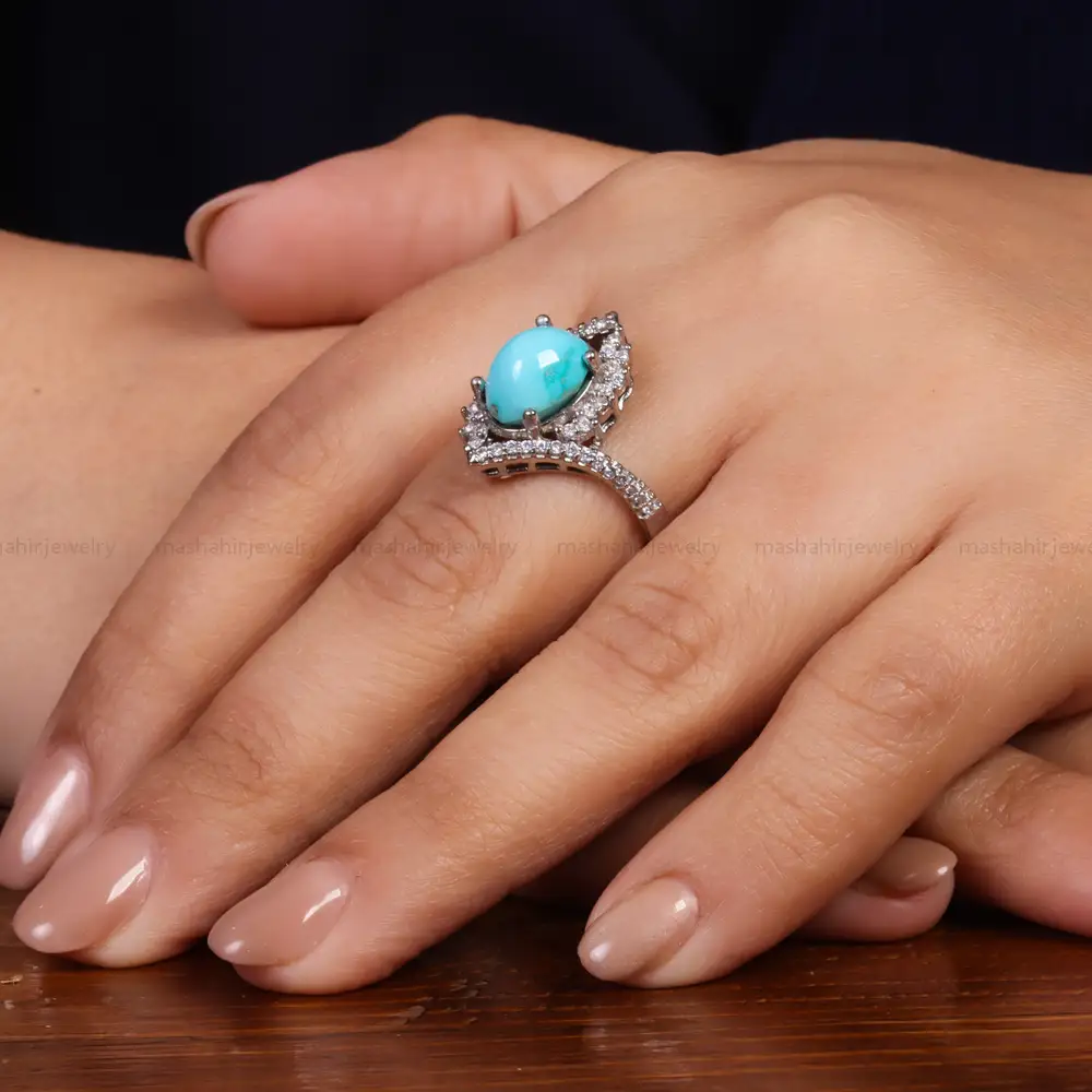 انگشتر فیروزه عجمی زنانه کد 24601