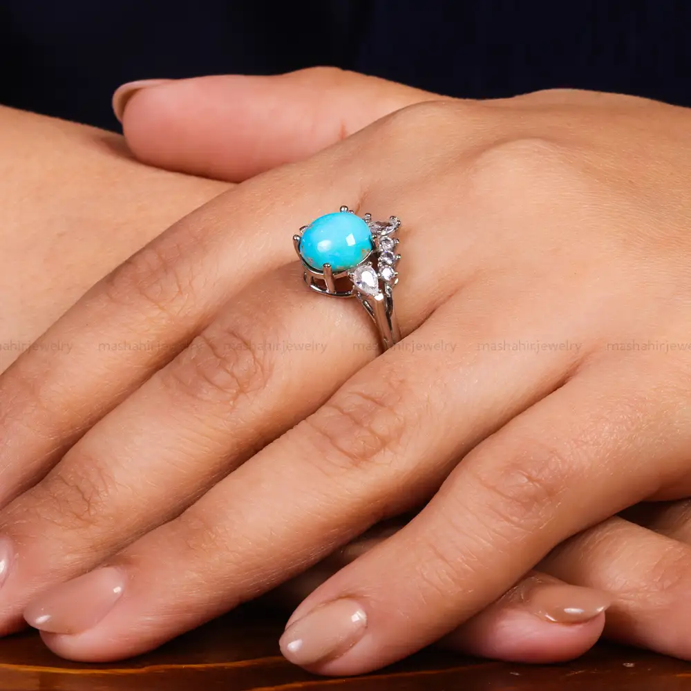 انگشتر فیروزه عجمی زنانه کد 24605