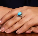 انگشتر فیروزه عجمی زنانه کد 24611