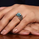 انگشتر فیروزه عجمی زنانه کد 24691
