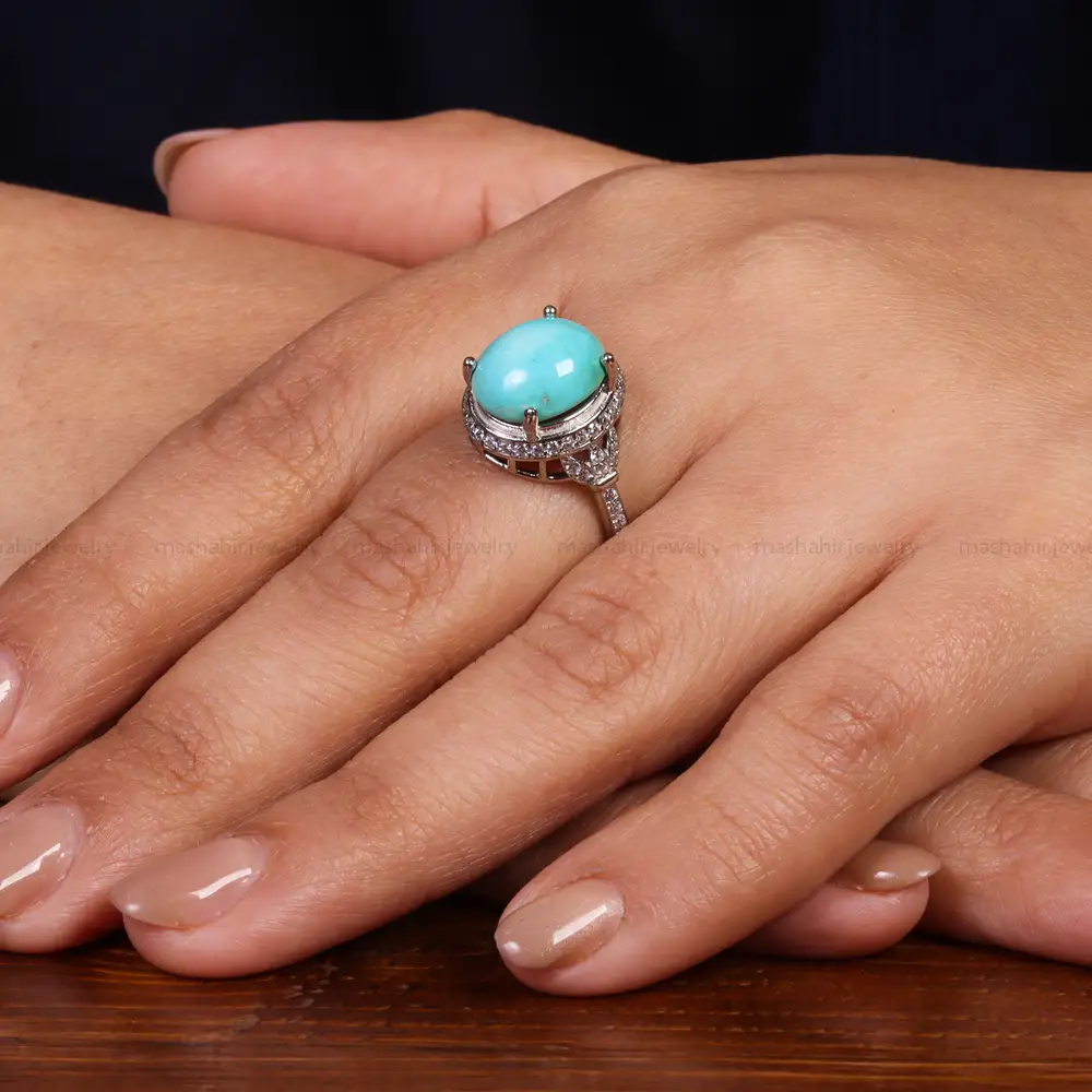 انگشتر فیروزه عجمی زنانه کد 24707
