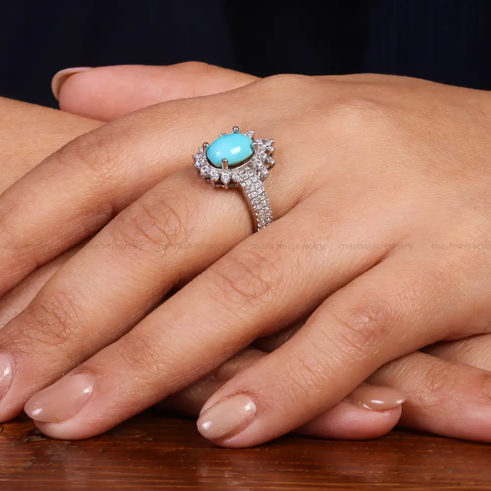 انگشتر فیروزه عجمی زنانه کد 24722