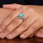 انگشتر فیروزه عجمی زنانه کد 24730