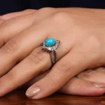 انگشتر فیروزه عجمی زنانه کد 24759