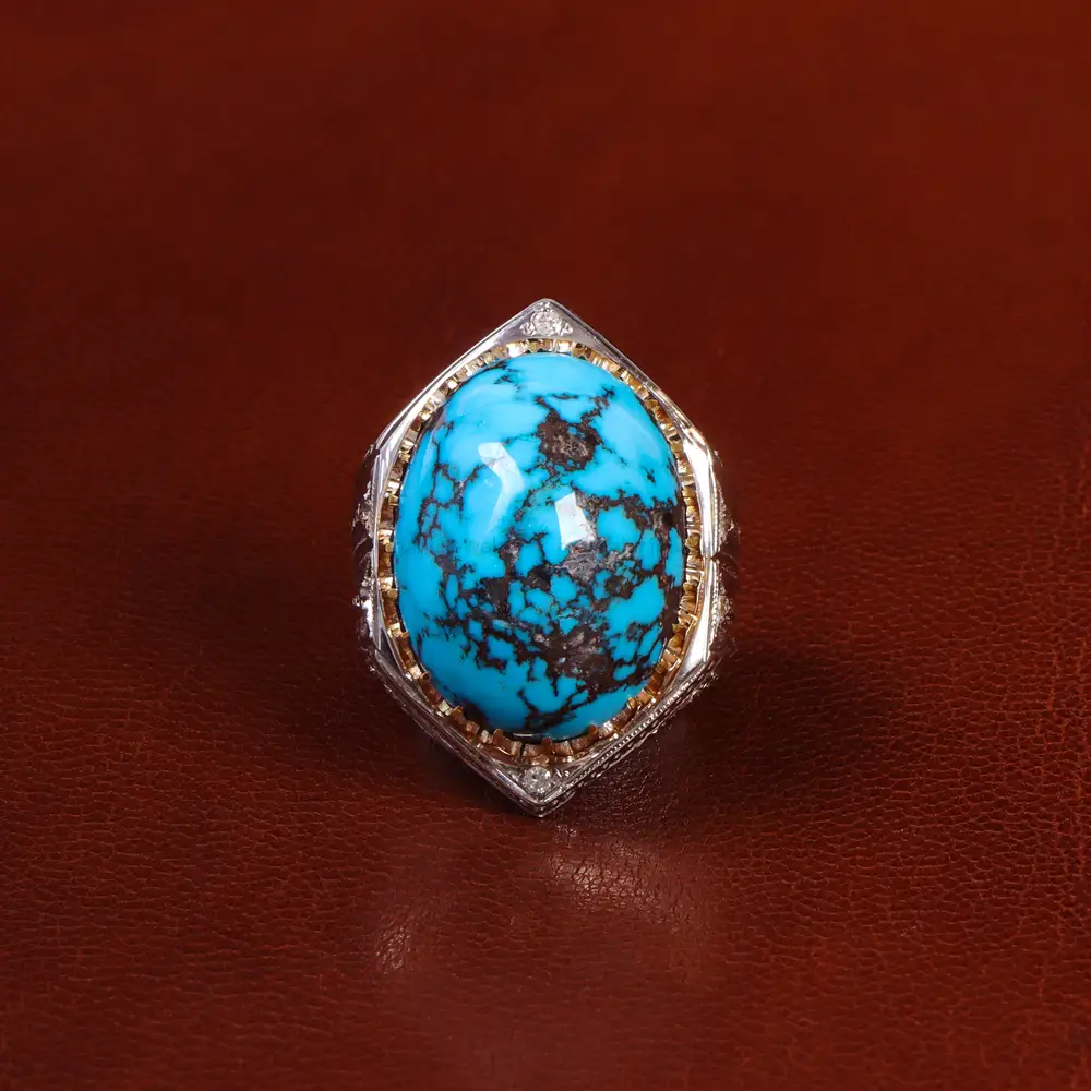 انگشتر فیروزه شجری مردانه کد 24791